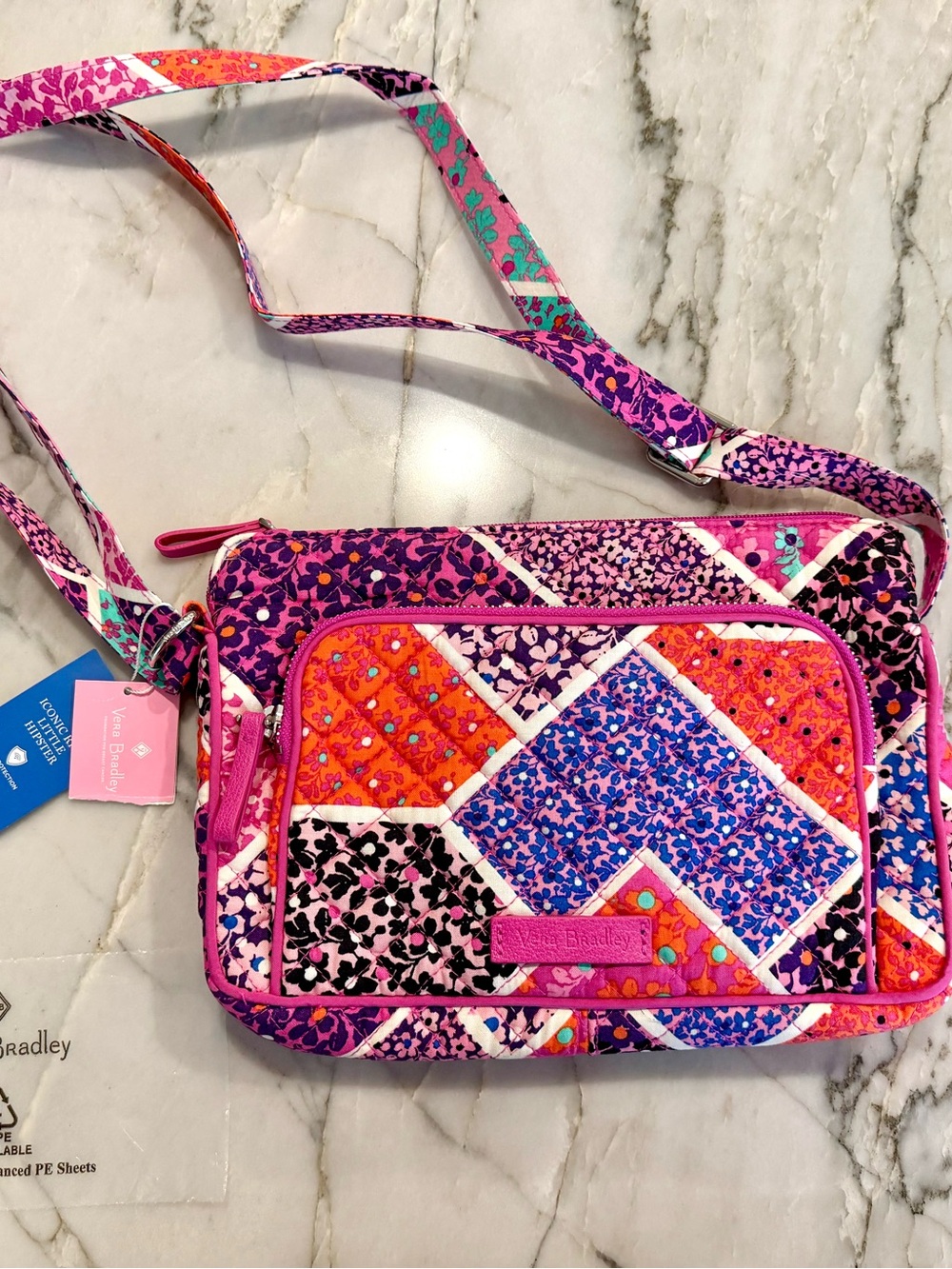 Vera Bradley Pink Orange Purple Patchwork Quilted Crossbody